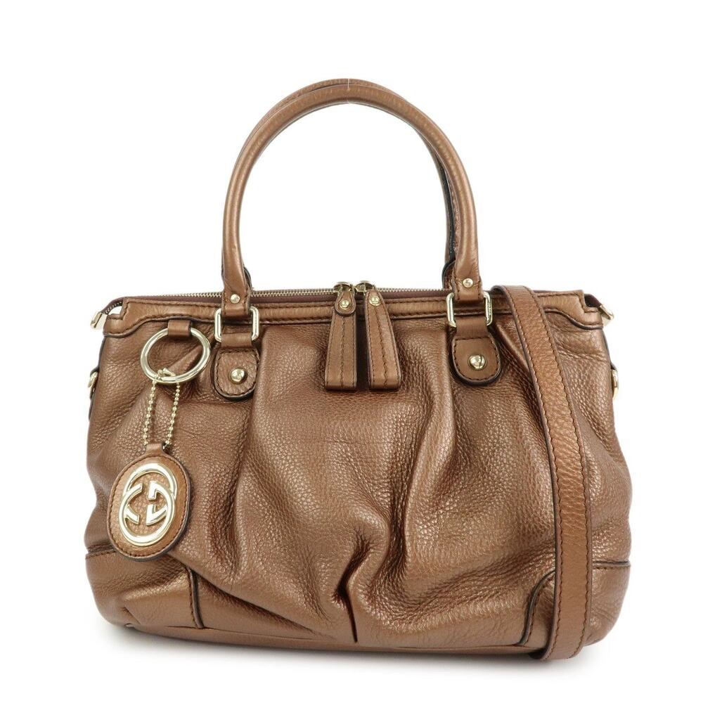 Gucci Sukey Interlocking G Calfskin Handbag Bronze